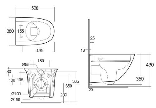 Rak-SENSATION Унитаз подвесной безободковый со скрытым монтажом, сиденье с м/л RAK Ceramics в Краснодаре