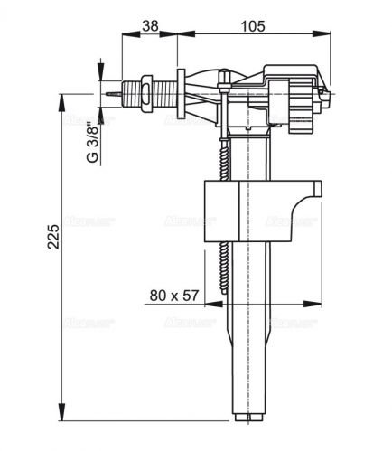 A16-3/8 Впускной механизм с боковой подводкой и металлической резьбой (для керамических бачков) Alca Plast в Краснодаре